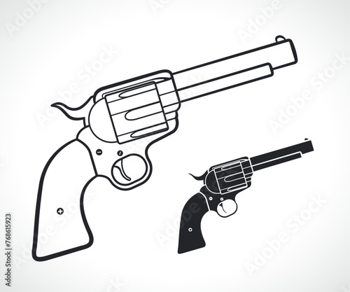 gun or pistol black contour