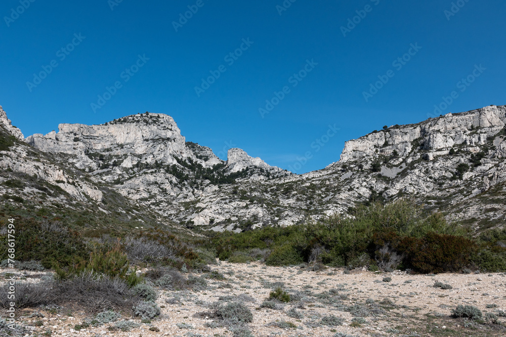The Calanques National Park, near Marseille in the south of France. Magnificent landscapes, calanques with turquoise waters, a heaven place for summer The Calanques National Park, near Marseille in the south of France. Magnificent landscapes, calanques with turquoise waters, a heaven place for summer