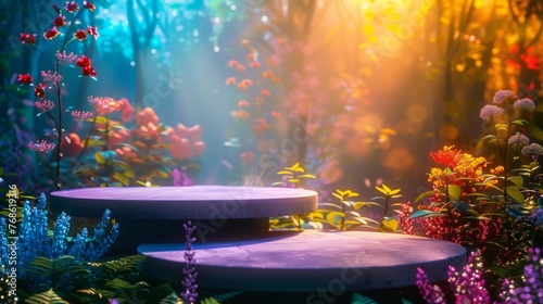 Magical Garden with Glowing Flowers at Dusk