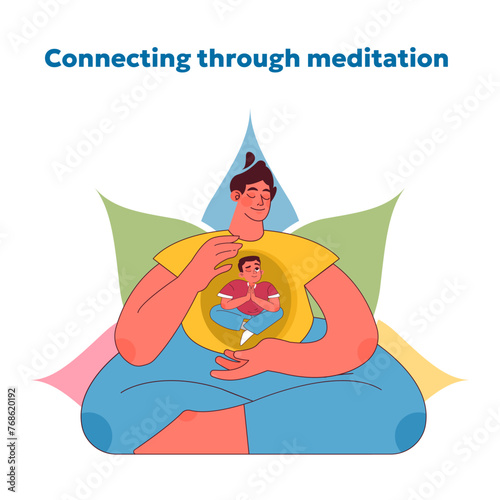 Meditation connection concept. Vector illustration