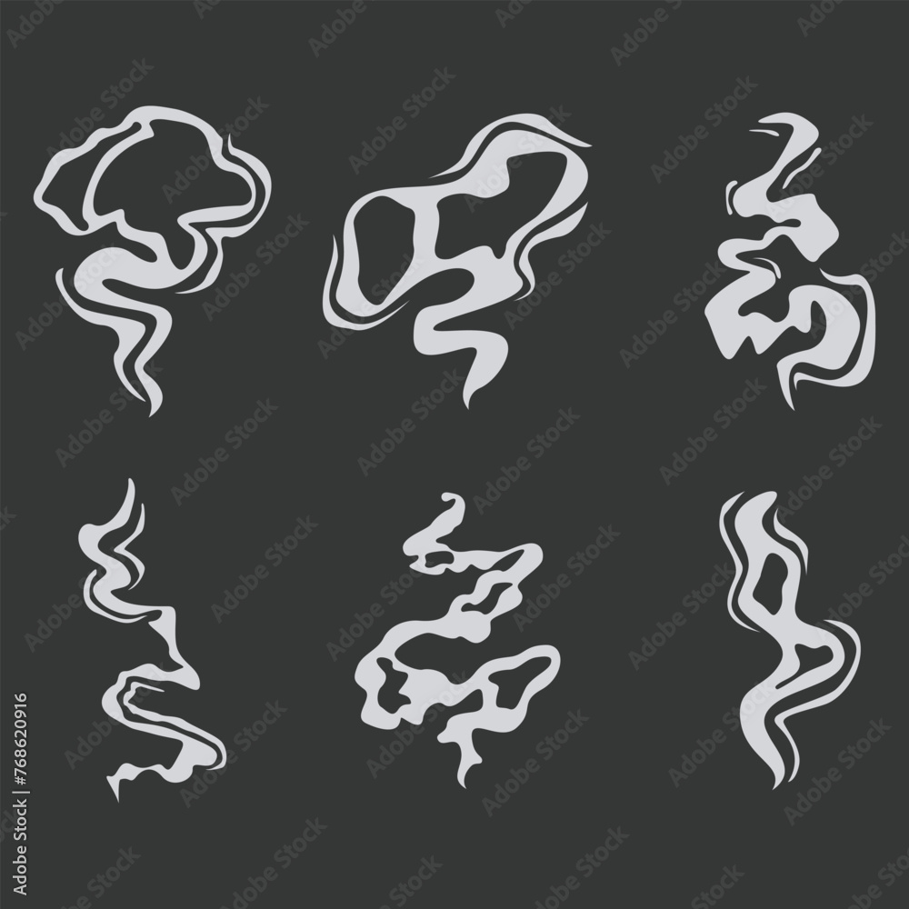 Cartoon Smoke Icon Set Vector Design. Cartoon Smoke Icon Set Vector Design.