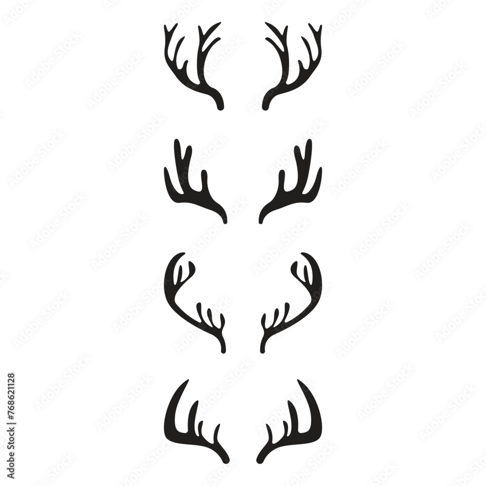Deer Horns Icon Set Vector Design. Deer Horns Icon Set Vector Design.