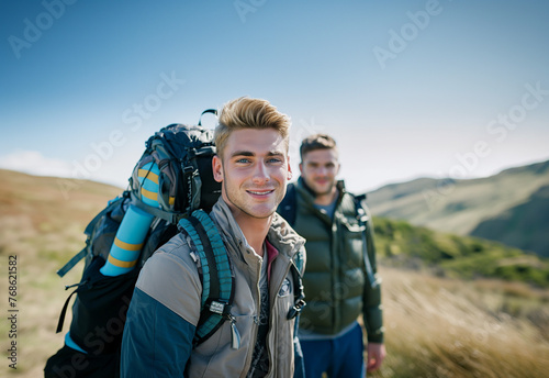 couple hiking in the mountains, LGBTQ concept