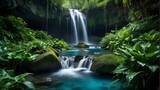 On international water day, a pristine waterfall cascades down jagged cliffs, framed by lush greenery and crystal-clear pools below. The mesmerizing photograph captures the pure, unspoiled beauty of n
