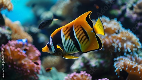Tropical fish on the coral reef. World Oceans Day or World Oceans Day. photo