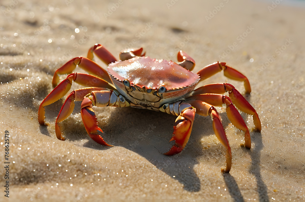 red crab on the beach, AI Generative