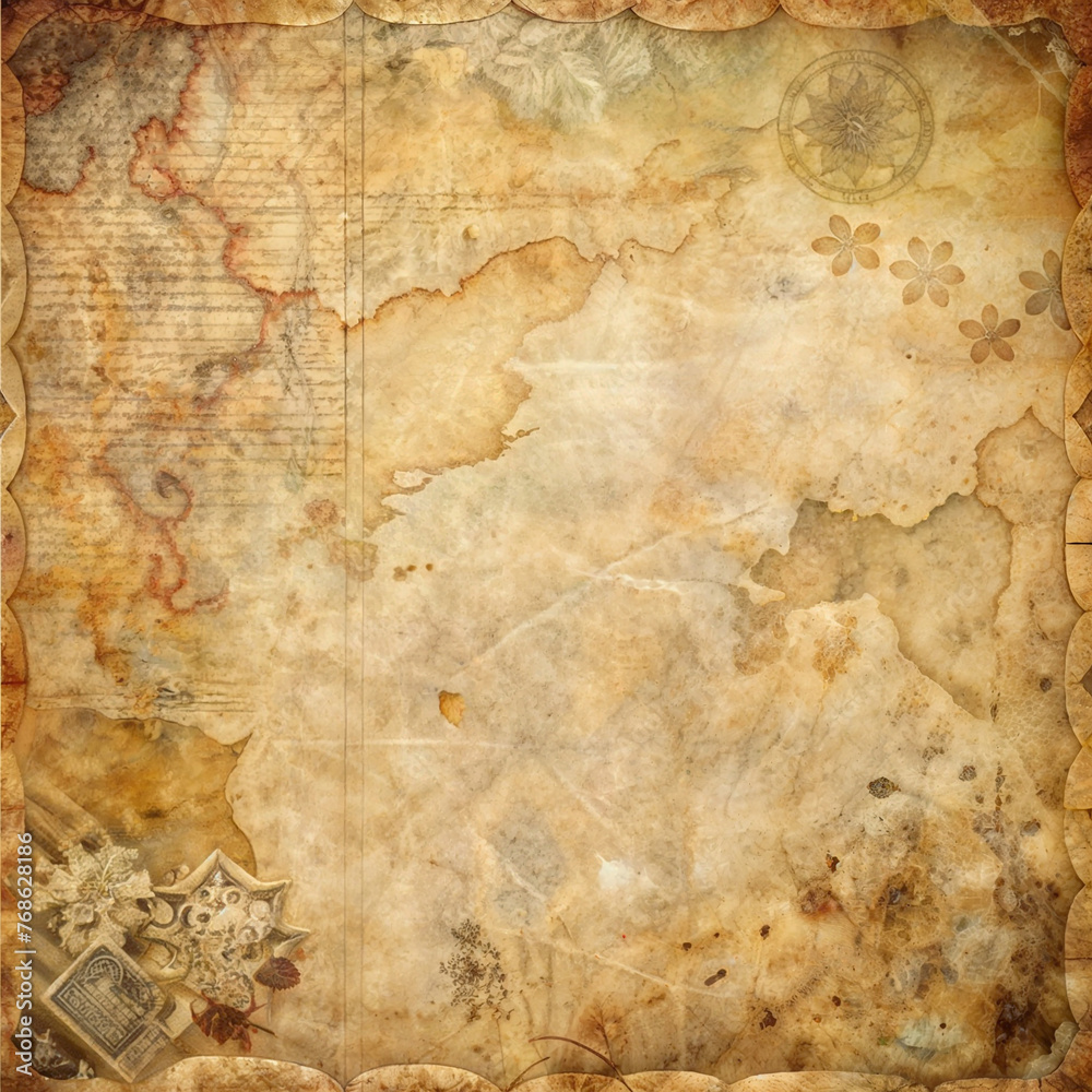 Vintage Map on Aged Paper Texture