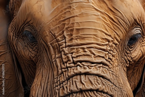 Elephant skin texture, with wrinkles and creases, blending seamlessly into the African landscape