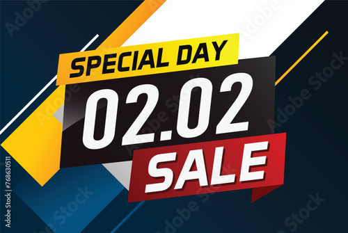 2.2 Special day sale word concept vector illustration with ribbon and 3d style for use landing page, template, ui, web, mobile app, poster, banner, flyer, background, gift card, coupon

