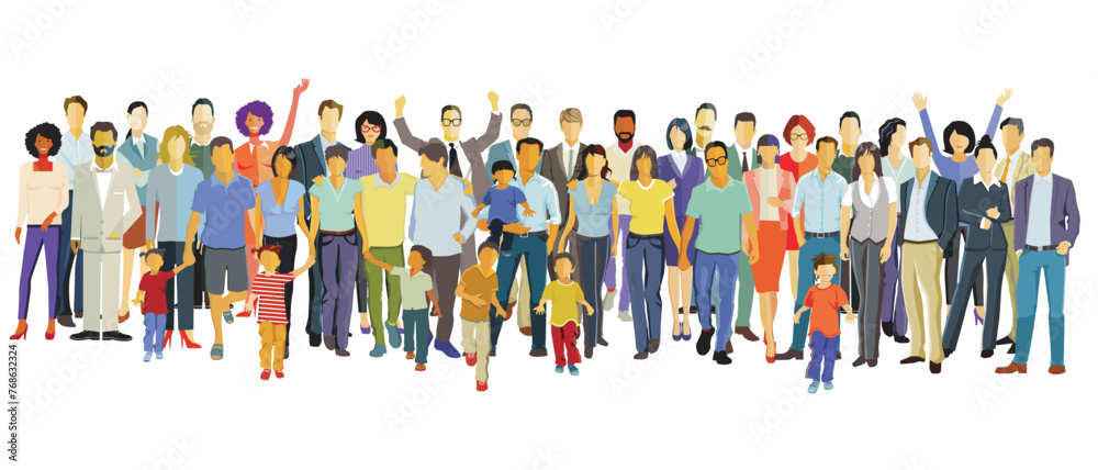 custom made wallpaper toronto digitalEine große Gruppe von Menschen beisammen, isoliert auf weißem Hintergrund, illustration