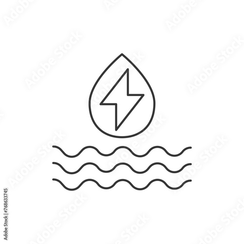 Water energy linear icon, hydropower editable stroke symbol, hydroelectric power station vector outline sign.