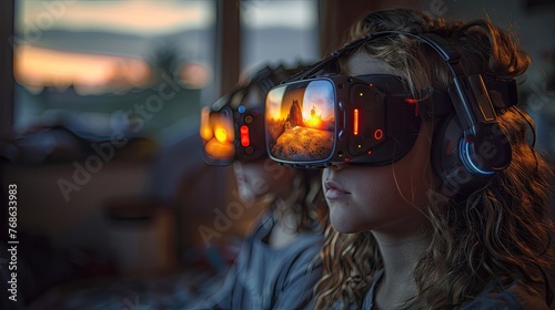 Children are playing virtual games. A world without borders, no limits.