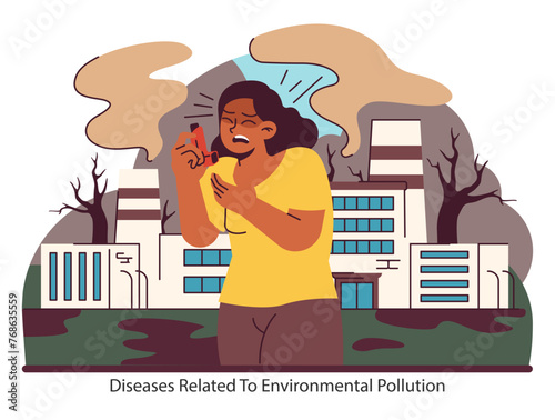 Environmental health crisis. Flat vector illustration.