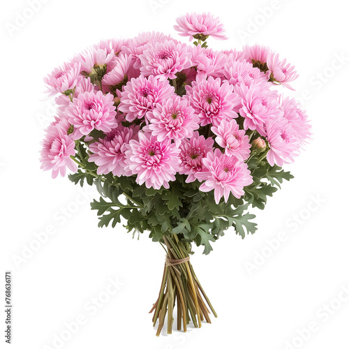 A bouquet of stunning, graceful, assorted pink gerbera daisy dahlia flowers isolated on transparent background