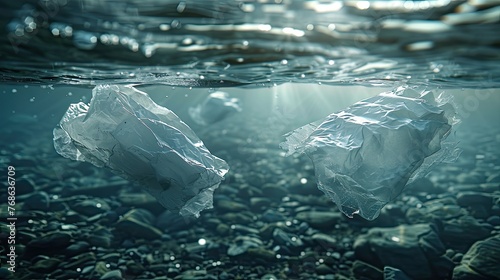 Water pollution, plastic waste