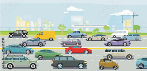 Personenwagen auf der Autobahn  Illustration photo