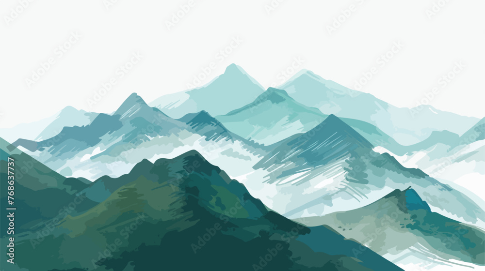 Wild mountains. Digital art. Handmade digital painting