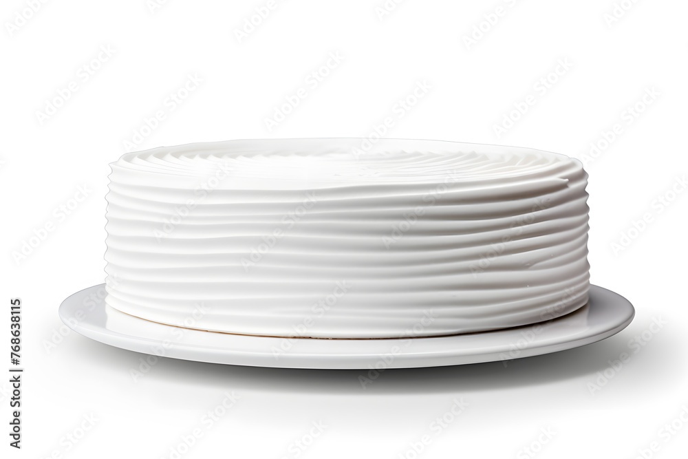 Side view Cake with white whipped cream mock up isolated on white background Side view Cake with white whipped cream mock up isolated on white background