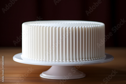 Side view Cake with white whipped cream mock up isolated on white background 