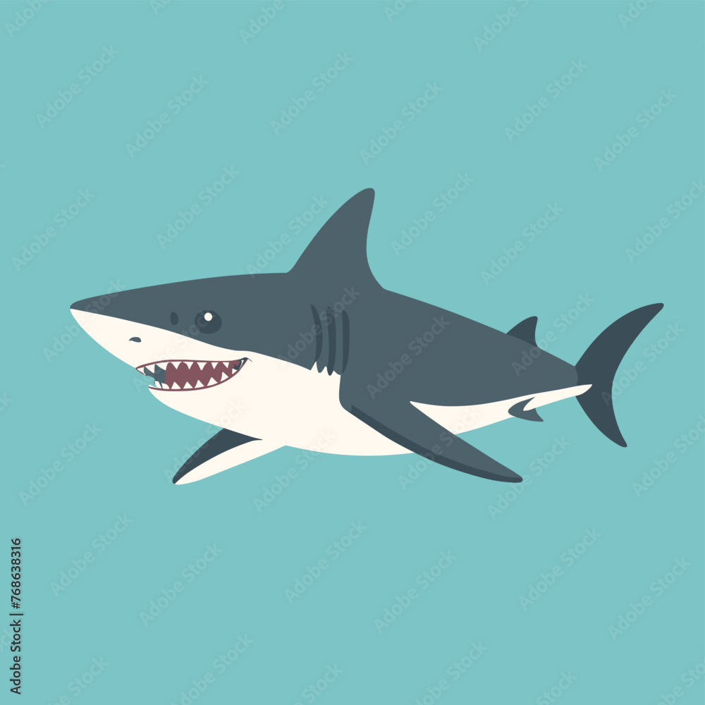 Shark simple style flat cartoon illustration vector design