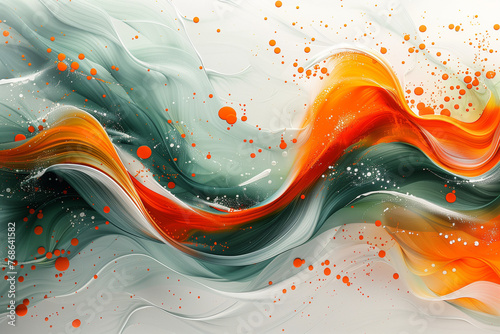 vagues de peinture orange et vert 3d photo