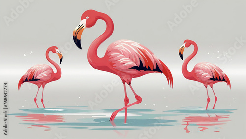 Flamingo on the lake. Vector illustration of a flamingo.