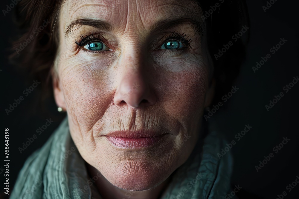 Portrait of a senior woman with blue eyes. Studio shot. Portrait of a senior woman with blue eyes. Studio shot.