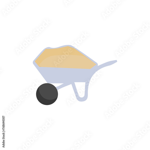 wheelbarrow icon with sand, on a white background, vector illustration