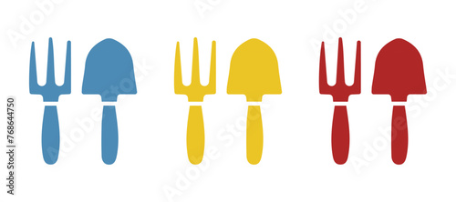 shovel and pitchfork icon on a white background, vector illustration