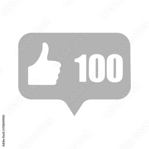 like cloud icon, one hundred likes, on a white background, vector illustration