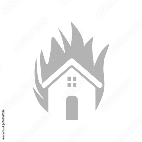 burning house icon on a white background, vector illustration