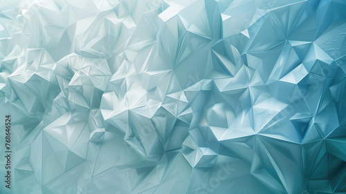 Beautiful futuristic Geometric background for your presentation. Textured intricate 3D wall in light blue and white tones. AI generated. 