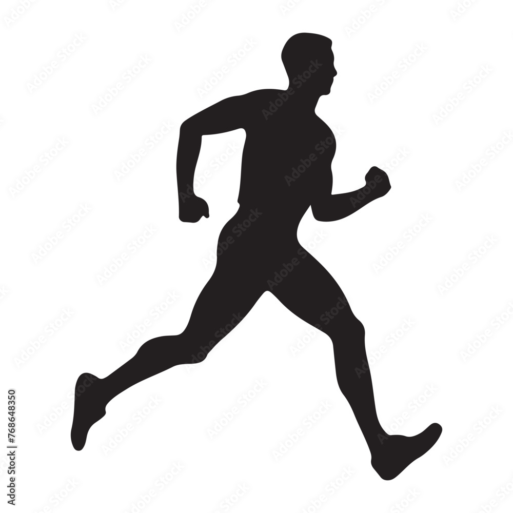 Running boy athlete silhouette clipart on a white background Running boy athlete silhouette clipart on a white background