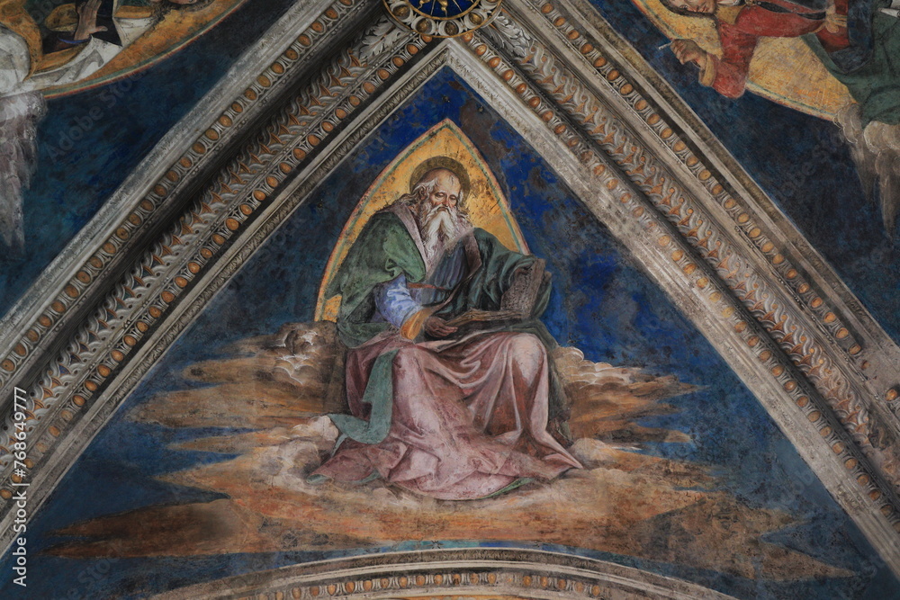 San Bernardino Chapel Ceiling Fresco Detail at the Santa Maria in Aracoeli Basilica in Rome, Italy
