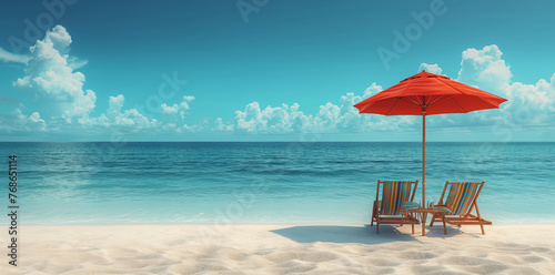 A beautiful sea beach with a blue sky and a sunny day