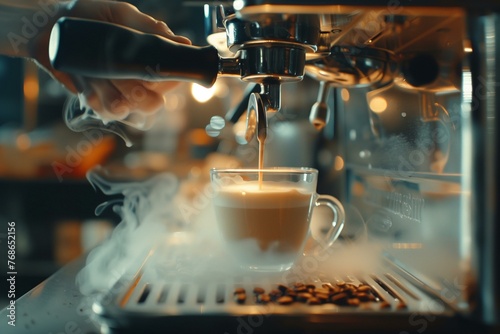 Expert Barista Pouring Steamed Milk for Perfect Coffee