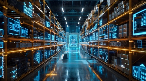 Industry 40 Retail Warehouse Futuristic Technology for Advanced Digital Goods Analysis