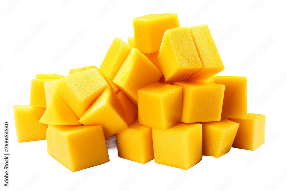 Dancing Cubes of Gourmet Cheese. On a White or Clear Surface PNG Transparent Background. Dancing Cubes of Gourmet Cheese. On a White or Clear Surface PNG Transparent Background.