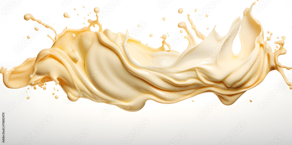 Twisted milk or white cream splash isolated on a white background Twisted milk or white cream splash isolated on a white background