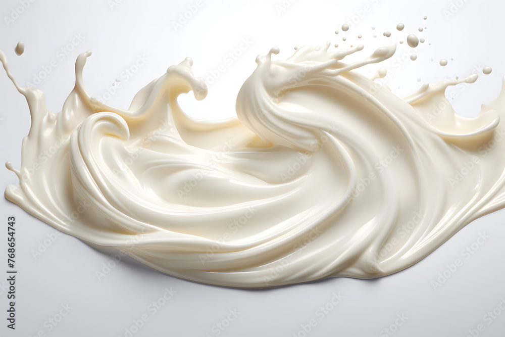 Twisted milk or white cream splash isolated on a white background Twisted milk or white cream splash isolated on a white background