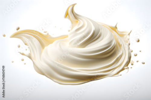 Twisted milk or white cream splash isolated on a white background