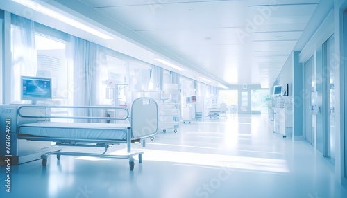 A hospital bed in a room
 photo