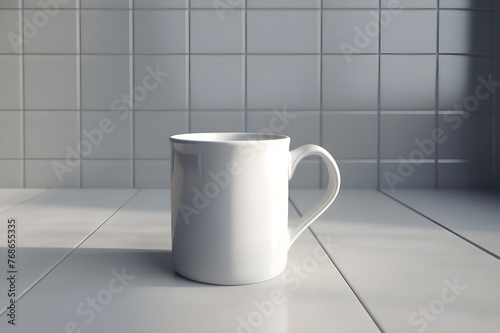 A white mug with a handle that says coffee on the side
 photo