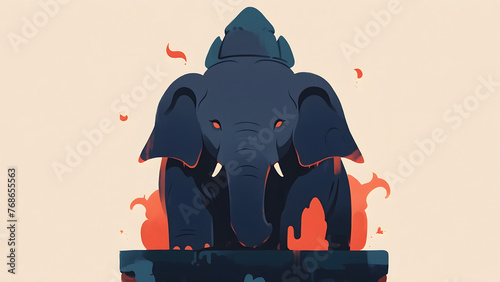 Elephant with traditional city theme photo