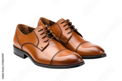 Elegant Brown Shoes Dancing on White. On a White or Clear Surface PNG Transparent Background.
