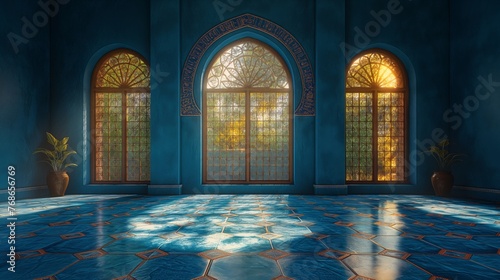 Ramadan kareem background with mosque window