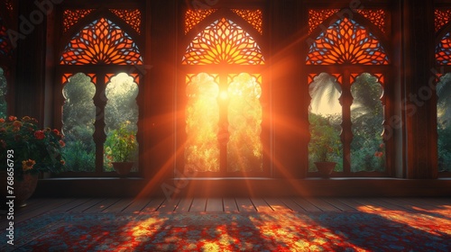 Ramadan kareem background with mosque window