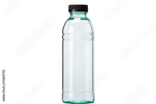 Elegance in Simplicity: Water Bottle With Black Cap on White. On a White or Clear Surface PNG Transparent Background.
