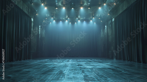 Ethereal Elegance: Empty Space Ballet Stage Illuminated by Spotlight