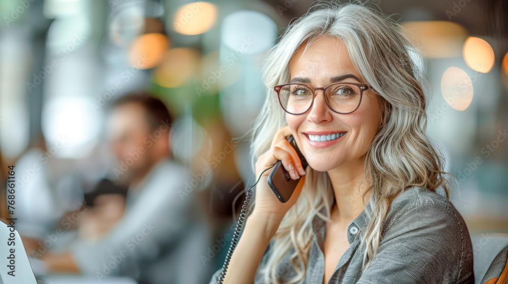 Ageless Ambition Smiling Senior Professional Engaged in Remote Work with Style and Grace Brainstorming Background Poster
Ageless Ambition Smiling Senior Professional Engaged in Remote Work with Style and Grace Brainstorming Background Poster
